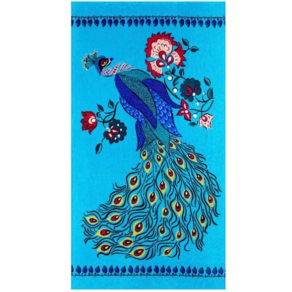 Better Homes & Garden Peacock Oversized Beach Towel w/Pearlescent Gold Accents - Picture 1 of 9
